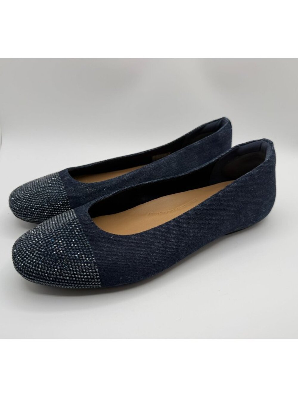 FlitFlop Delicato Crystal Cap-Toe Denim Ballet Flats Women Size 8.5 Casual Shoes